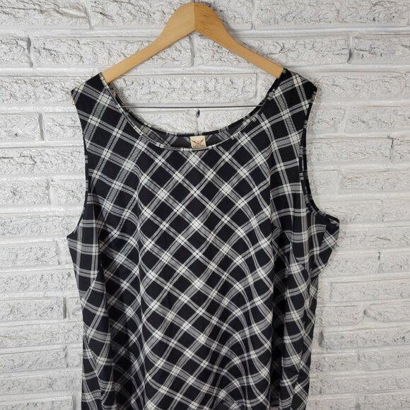 Faded Glory Womens Top 4X Plus Tank Sleeveless Black Plaid Comfy PLA29E - Picture 3 of 8